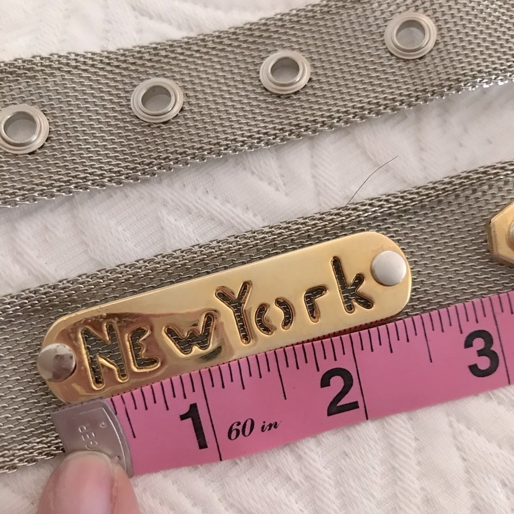 Vintage “CITIES“ 1990s Silver/ Gold Metal Mesh Vintage Belt - Picture 15 of 17